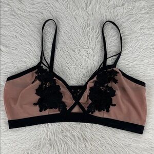 Torrid Pink & Black Floral Lace Sheer Mesh Bralette
